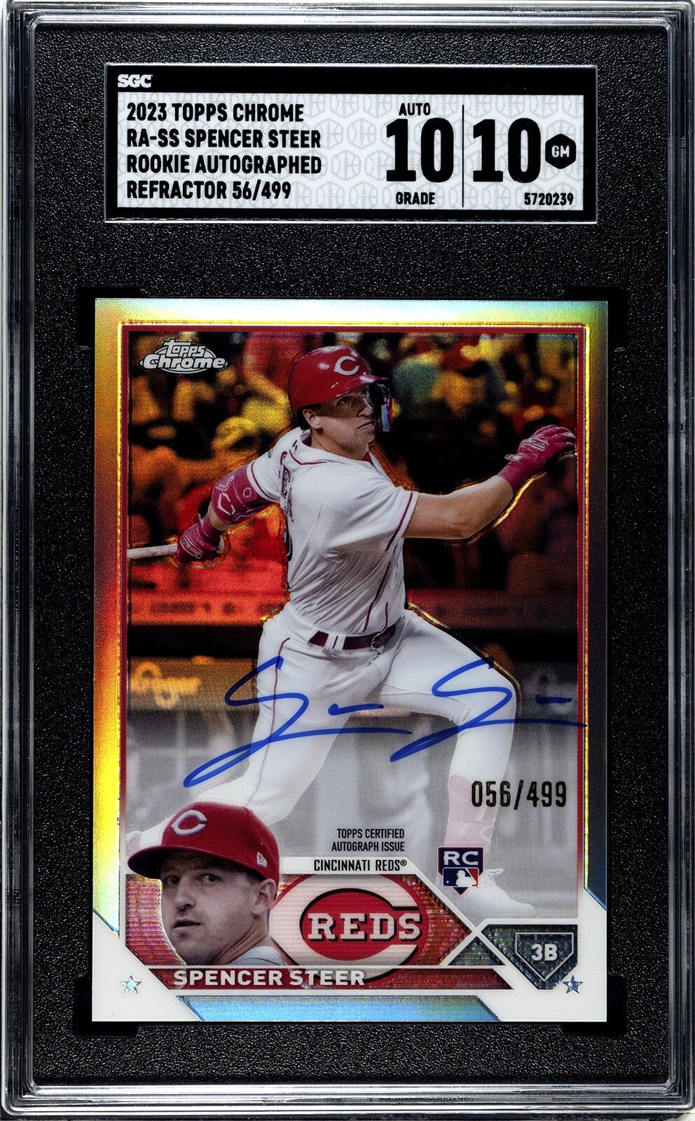 2023 Topps Chrome RA-SS SPENCER STEER ROOKIE AUTO REFRACTOR 56/499 SGC 10 / 10