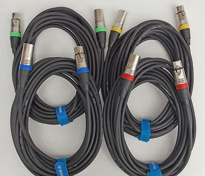 MARKENLOS 10m Cavo Microfono XLR Cavo DMX Set con 4x 10m Anelli Colorati OFC Rame Velcro Cavo