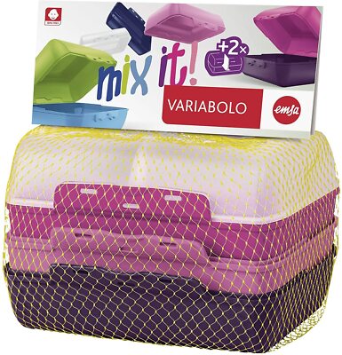 emsa 2er Brot Dose VARIABOLO Clipbox Set Girls 4-tlg Lunch Frühstücks Box rosa