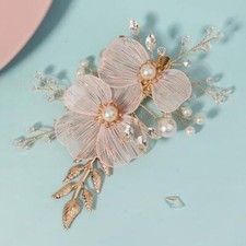Light Rose Gold Wedding Hair Clip for Brides Wedding Hair Pieces Rhinestone