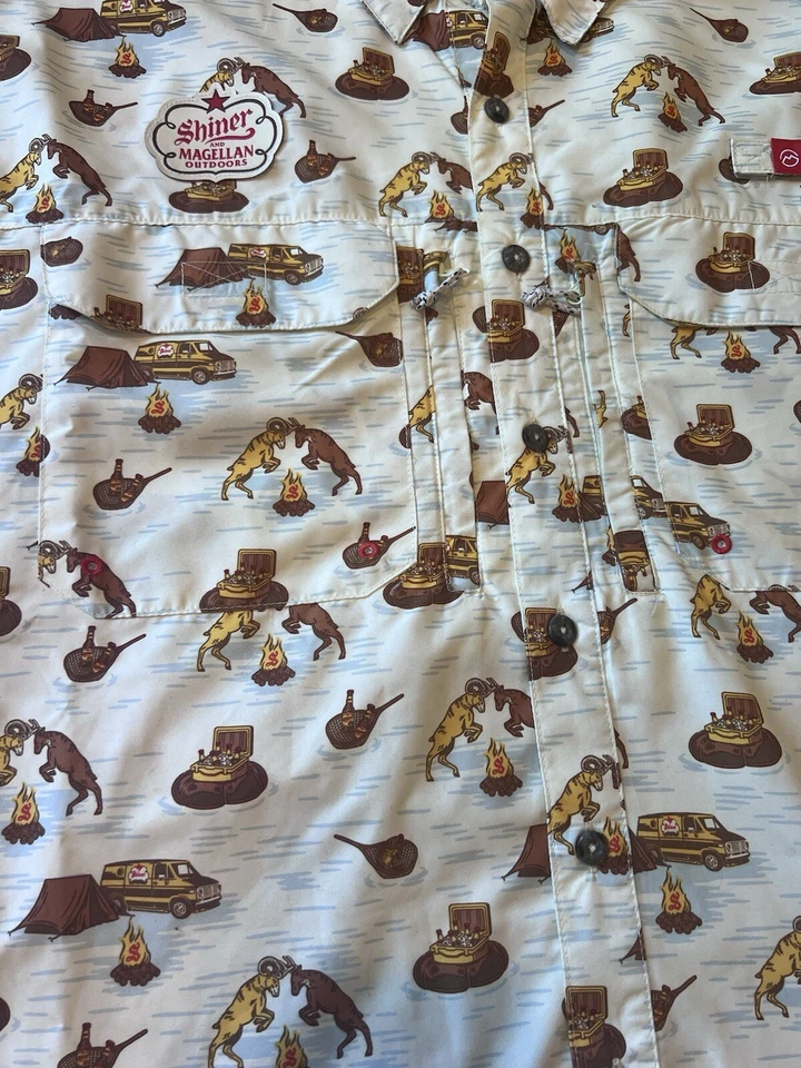 SHINER BEER BOCK / MAGELLAN Vented Mens 2XL Shirt Fishing Outdoor Camping Mens - Image 2 of 4