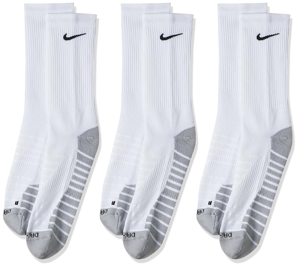 NIKE EVERYDAY MAX CUSHIONED SOCKS WHITE GREY BLACK 3 PAIR SX5547
