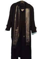 Women's Fitz-wright Long Coat,wool Lining, Black With Scarf Size 10