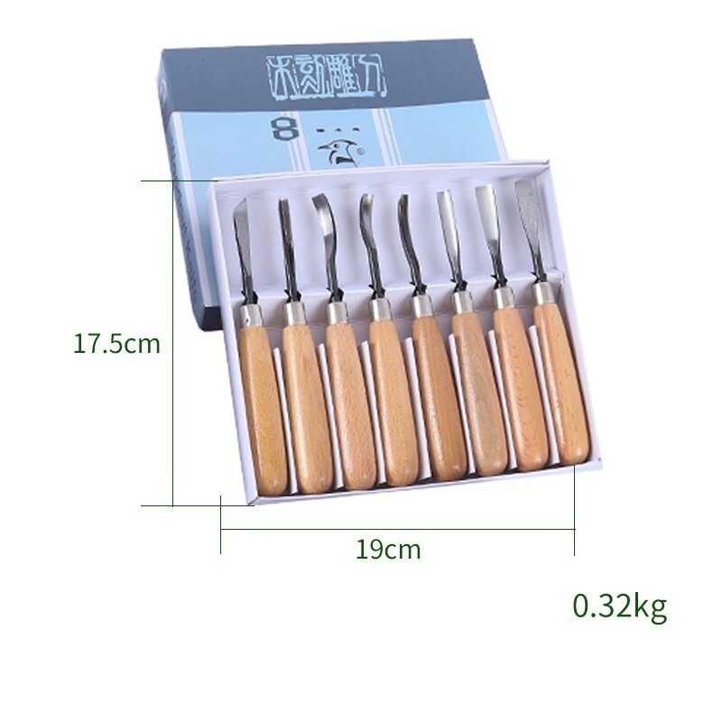 8pcs Wood Carving Hand Chisel Tool Set Professional Woodworking Detail ...