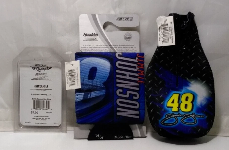 Jimmie Johnson #48 Can & Bottle Suit Koozie, Bottle Opener Key Chain - Lot of 3 - Image 2 of 2