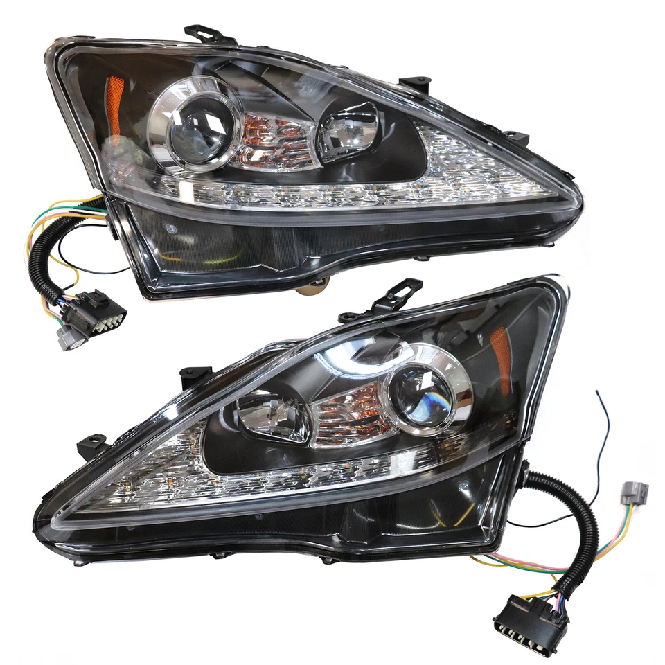 Pair LED DRL Projector Headlights For 2006-2013 Lexus IS250 IS350 Left & Right Foto 3 de 4