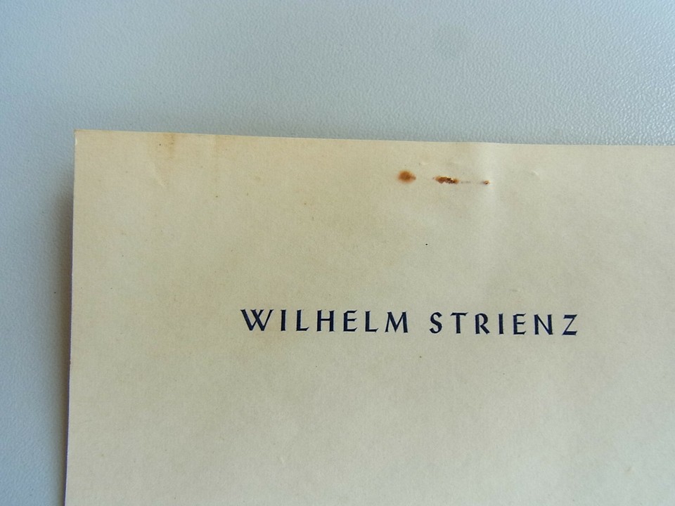 Opera Singer Wilhelm Strienz (19001987) Sign Letter Berlin 1941 An G