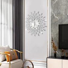 19.7 Inch Crystal Wall Clock - Elegant Silent Design for Home Decor