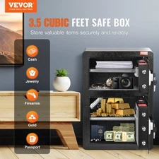 VEVOR Double Doors 3.5 cu.ft Safe Box with Key Lock & Password, Safe Lock Box wi