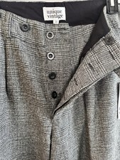 Unique Vintage Trousers Windowpanes Wide Leg Cuffed Pants 1940  s Size 30x34  