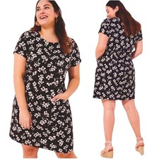 LOFT Magnolia Black Floral Patch Pocket Dress Womens Size 18 Plus NWT