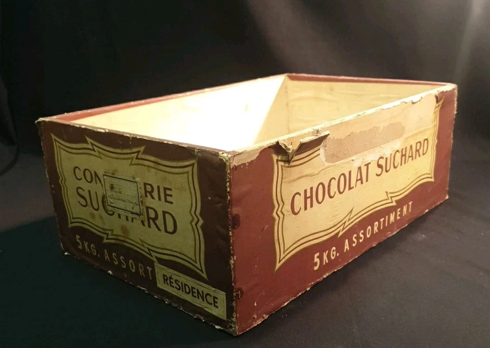ANCIENNE BOITE CHOCOLAT SUCHARD BOIS, CARTON ET PAPIER, XXÈME - Photo 3/4