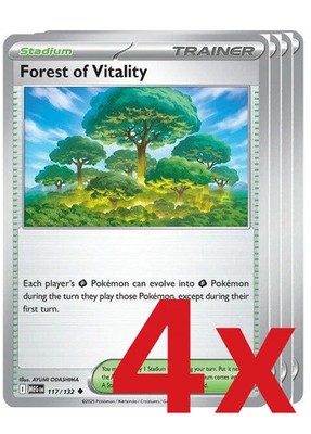 4x Forest of Vitality 117/132 Pokemon TCG Playset ME01: Mega Evolution