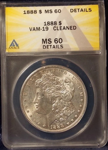 1888-P   MORGAN DOLLAR    *BRIGHT WHITE LUSTER*   MS-60 DETAILS   VAM-19
