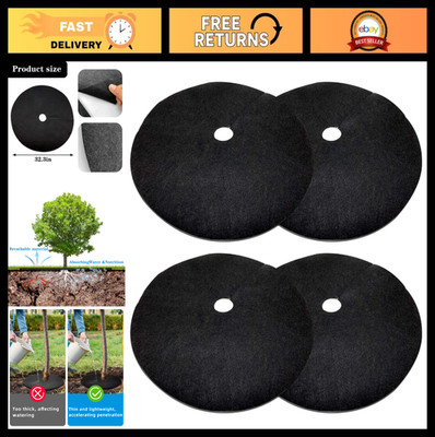 4 Pack 32.3'' Non-Woven Tree Mulch Rings - Degradable Weed Barrier Mats for Roots
