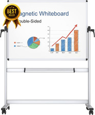 48x36 Double-Sided Magnetic Mobile Whiteboard w Aluminum Frame Stand