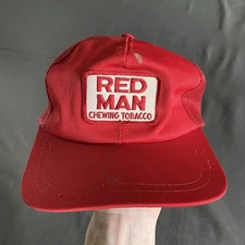 Vintage 1990s Red Man Chewing Tobacco Trucker Hat Adult One Size Red Promo 90s