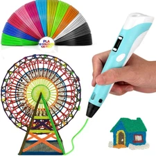 12 Color 3D Printing Pen Set 3D Drawing Pen with Led Display  Filament Kid Gift#