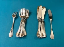 12 ERCUIS fish cutlery model DAMPIERRE steel knife fork