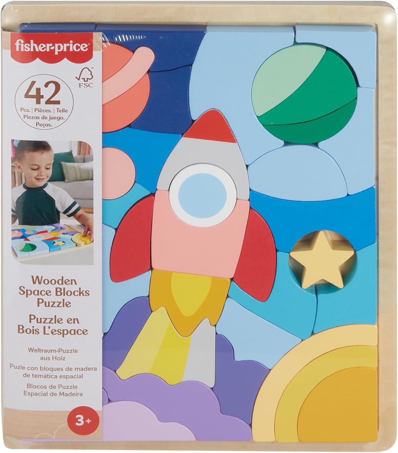 Fisher-Price - Wooden Space Blocks Puzzle **NEW**