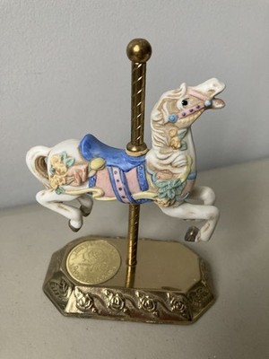 Legends of the Rose Carousel Horse Willetts Design White Mane Porcelain 2979