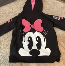 Disney Minnie Mouse Girls Hoodie Sweatshirt Black Size 9  10 Graphic Pullover