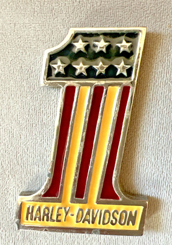 VINTAGE 1970s #1 HARLEY DAVIDSON DERBY BATTER BOX AMF EMBLEM / ENAMEL OEM