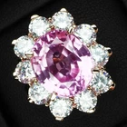 Bubblegum Pink Sapphire 9.80Ct 925 Sterling Silver Rose Gold Halo Rings Size 6.5