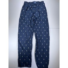 Polo Ralph Lauren Pajama Pants Mens Medium Navy Blue All Over Pony Logo Woven