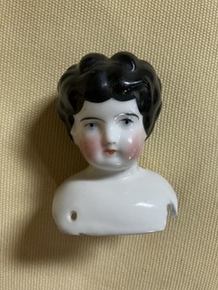 Antique German Porcelain China Doll Head with maker marks 2 C & Mounting Holes