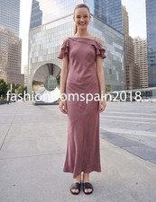 ZARA NEW WOMAN ASYMMETRIC NECKLINE ZW RUFFLE MIDI DRESS MAUVE XS-XL 2123/021/612