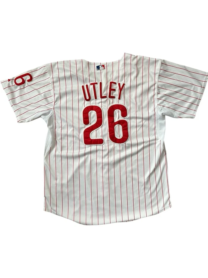 Majestic MLB Philadelphia Phillies Chase Utley Camiseta Cosida a Rayas Talla XXL Foto 2 de 4