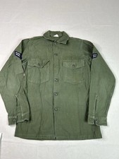 Vintage US Army Shirt Mens 14.5 33 Green Utility Sateen OG 107 1967 Air Force B2