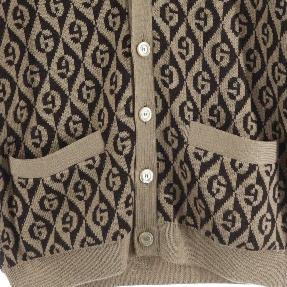 GUCCI GG RAMBUS Lambas Wool Knit Cardigan Brown beige 595511 XKA0Y Used 0f05d646 - Image 4 of 4