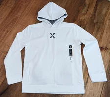 XERSION Boys L 14/16 Quick-Dri White Fleece Pullover Hoodie Pockets Tagless NWT
