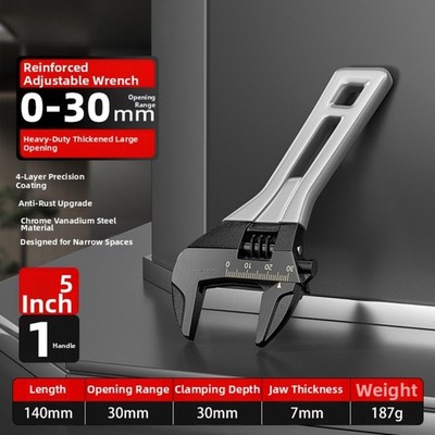 Compact Adjustable Wrench with Rust Resistant Finish and Secure Jaw Alignment