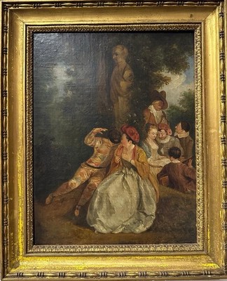 19. Jahrhundert Öl auf Leinwand nach Wallace Sammlung Harlekin & Frau gerahmt