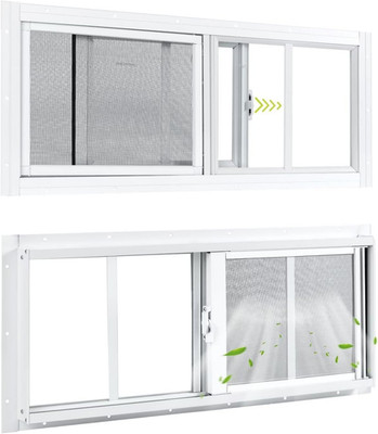 2 Pack Shed Windows, 10''X23'' Sliding Windows, Transom Window with Tempered Glass
