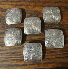 ~**Set of 6**~ 1-1/8&rdquo; Square Overlaid silver concho&rsquo;s!!