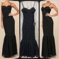 LULUS Instinctively Stunning Black Lace Bustier Trumpet Maxi Dress Size MEDIUM