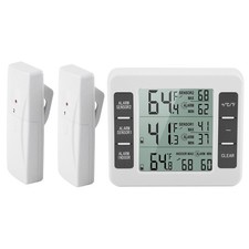 2-Sensor Digital Wireless Thermometer 328Ft Fridge Freezer Home Temp Alarm New