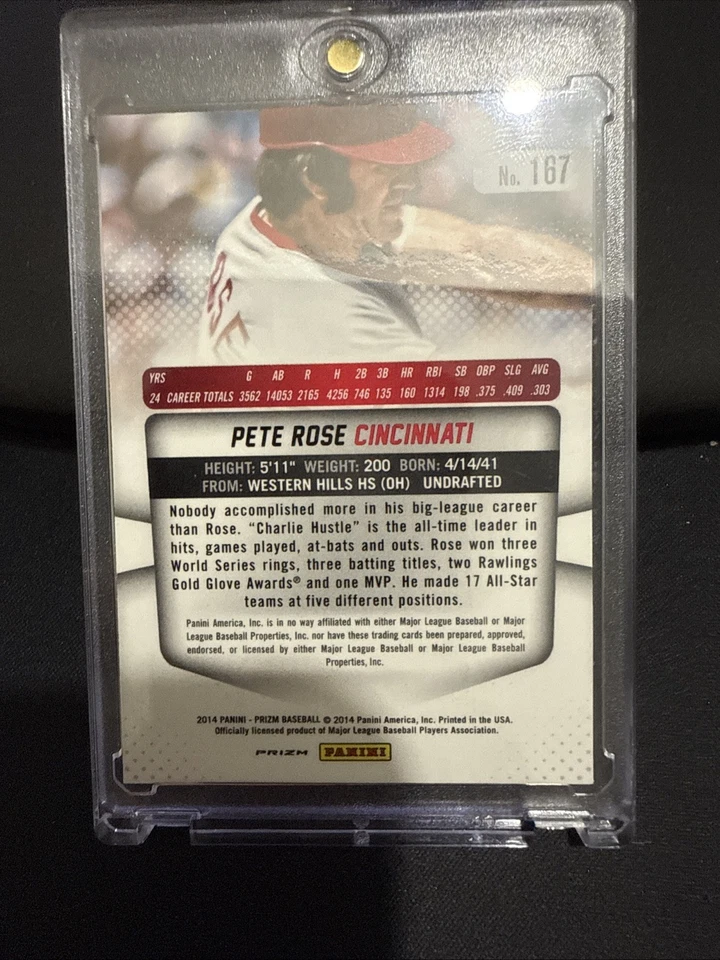 2014 Panini Prizm - Pete Rose #167 Red White & Blue Pulsar Prizm - Image 2 of 2
