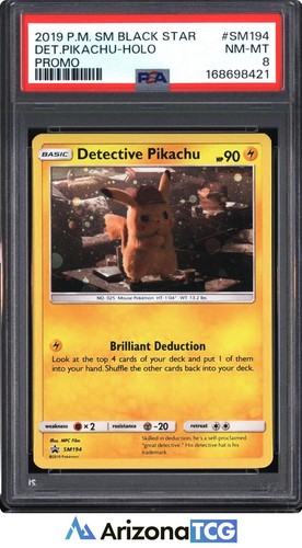 Pokemon 2019 Detective Pikachu SM194 Holo Sun & Moon Black Star Promos PSA 8