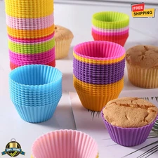 12 pcs Silicone Cupcake Molds Reusable Baking Cups Muffin Pudding Jelly Cups