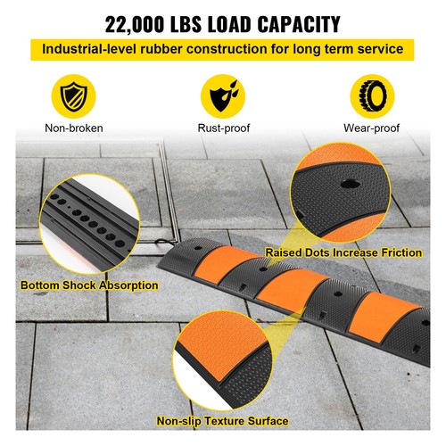 Modular Rubber Speed Bump Driveway Cable Protector Ramp 6FT with 2 Channel - Picture 4 of 12