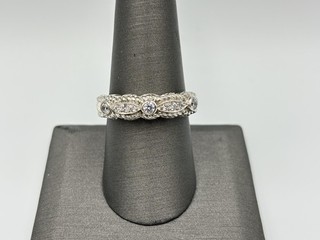 Judith Ripka Sterling Silver CZ Diamonique Stackable Band Ring