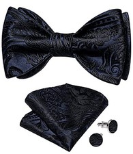 Mens Bow Tie Paisley Striped Self Bow Tie for Men Silk Woven Bowtie Thlh-3042