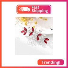 Catery Rhinestone Bride Wedding Hair Comb Red Crystal Side Comb Bridal Hair Piec