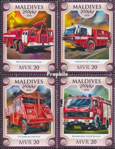 Briefmarken Malediven 2018 Mi 7688-7691 (kompl. Ausgabe) postfrisch Feuerwehraut - Bild 1 von 1