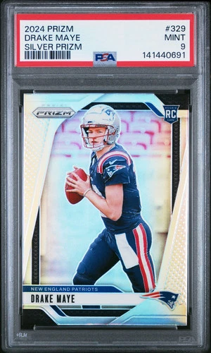 2024 Panini Prizm Drake Maye #329 Silver RC PSA 9